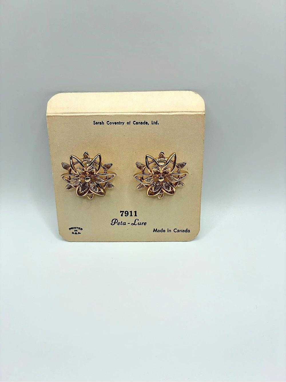 Sarah Coventry Peta-Lure Gold Floral Clip-On Earrings